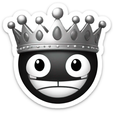 black and white smiley face with a crown on it's head sticker