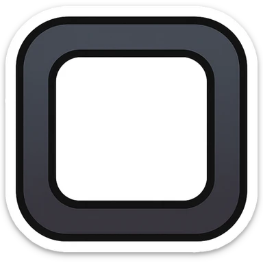 modern look icon of a square with rounded corners, white core, dark ombre gradient outward to black border, no text sticker