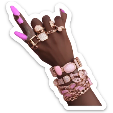 Dark hand luxury bracelet pink nails sticker