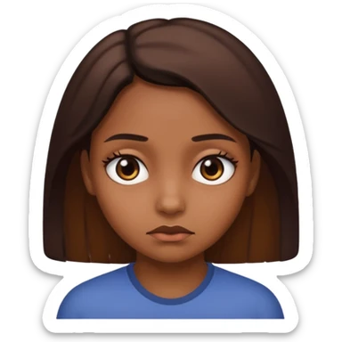A girl sad with dark under eyes, brown skin,  sticker