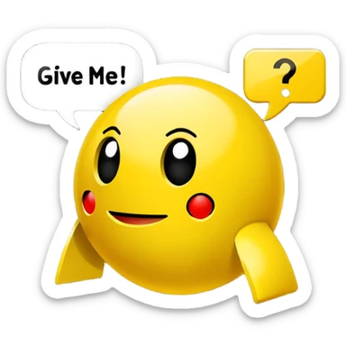 I want classic Pac man showing the phrase: "Give me more information!!!"
It should show the strong desire to learn more, to get more information about the discussed topic, to collect more data...
It must highlight the DATA and INFORMATION is what I want. sticker