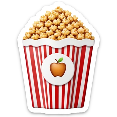 extremely minimalist caramel popcorn in red and white striped package, ultra simple design, no details, clean lines, Apple emoji style sticker