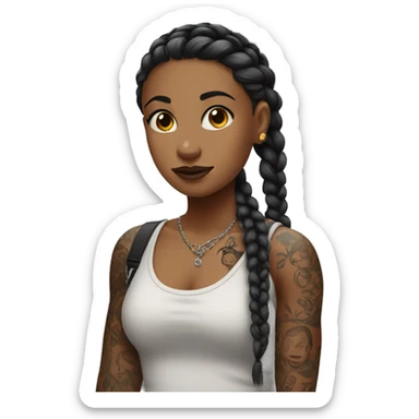 Girl with braids and tattoos sticker