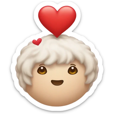 Ovillo de lana con forma de corazon, con corazoncitos alrededor  sticker