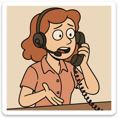 call center agent on the phone, western adult animation cartoon style sticker