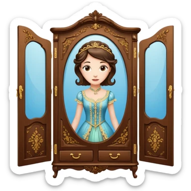 The characters in the fairy tale "Beauty and the Beast" are transformed into the lady in the wardrobe sticker