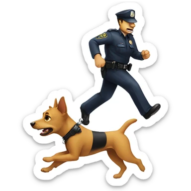 dog being chased by police dog sticker