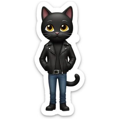 black skinny cat leather jacket sticker