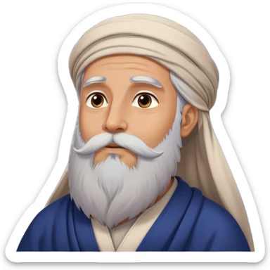Middle Eastern sage with long beard stroking his beard while gazing up at stars in night sky sticker