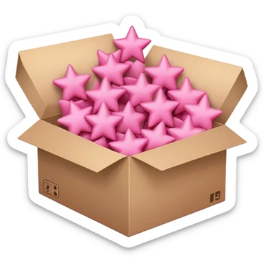 box full of pink stars sticker