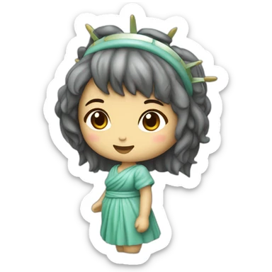 cute asian skinne girl statue of liberty sticker