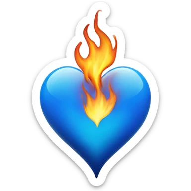 sheer Blue heart in flames sticker