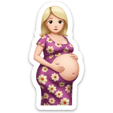 heavily pregnant woman with extremely huge overdue belly sticker