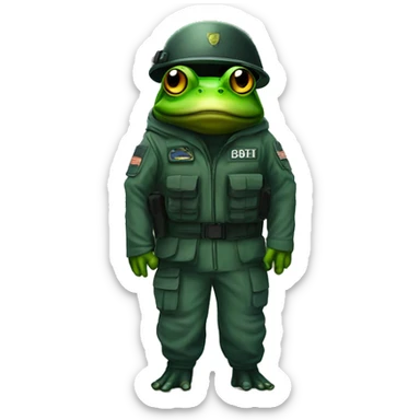 praying frog in swat team suit sticker