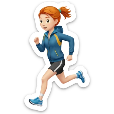 Ginger girl jogging with jacket sticker