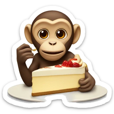 Monkey eating cheesecake sticker