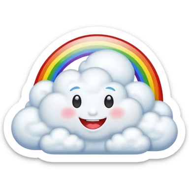 Smiling cloud with a rainbow behind it sticker