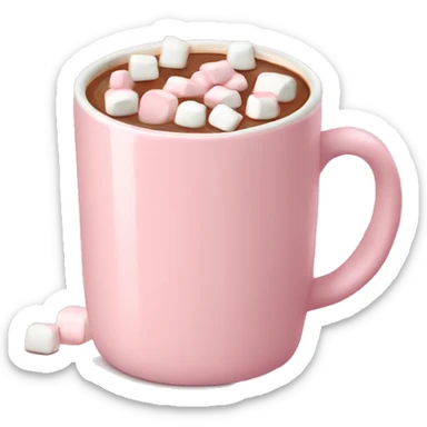 Light Pink mug of hot chocolate with marshmallows  sticker