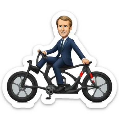 le président macron qui roule un vélo sticker
