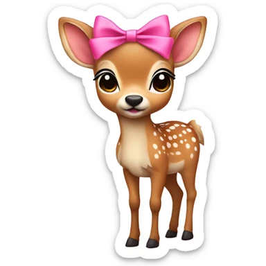 fawn with pink bow sticker