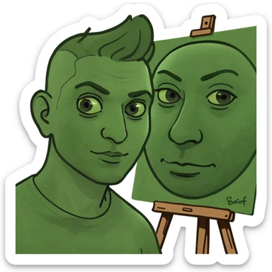 artist with paintings sticker