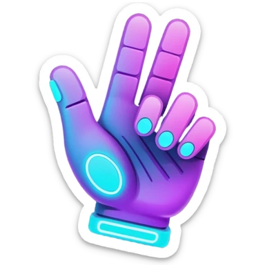 futuristic glowing thumbs down, neon purple and cyan glow, dark background, digital tech style
 sticker