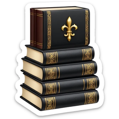 5 black gothic books on top sticker