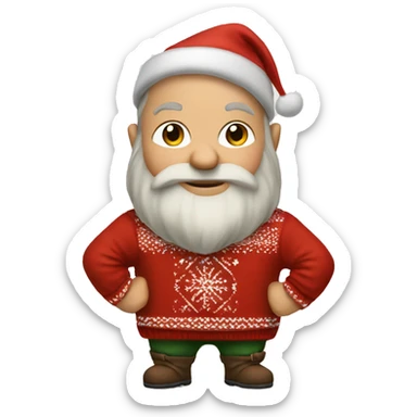 Dwarf pointed wearing christmas Sweater  sticker