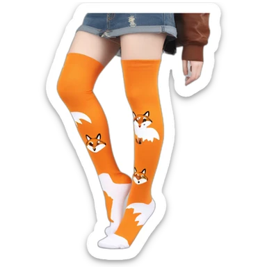 Fox boy computer programmer thigh high socks sticker