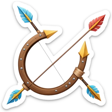 Arrow frozen mid-release, bow vibrating sticker