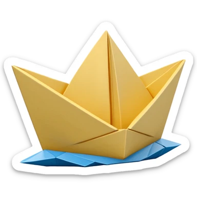 3D render of Paper Boat made entirely of folded origami paper, sharp creases, cardboard texture, matte finish, visible paper grain, craft aesthetic, Apple emoji style, isolated on white background --v 6.0 sticker