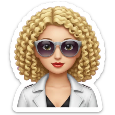 fancy blonde curly hair girl with sunglasses and night club outfits sticker