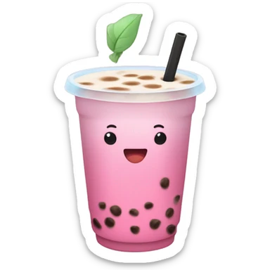 pink boba tea drink sticker