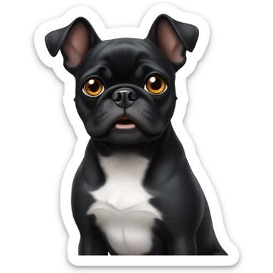 Black pug mix Boston terrier ears up sticker