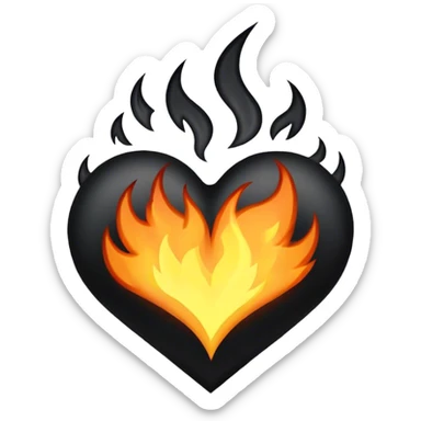 Black flame heart  sticker