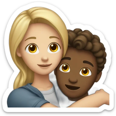 White teen couple hugging sticker