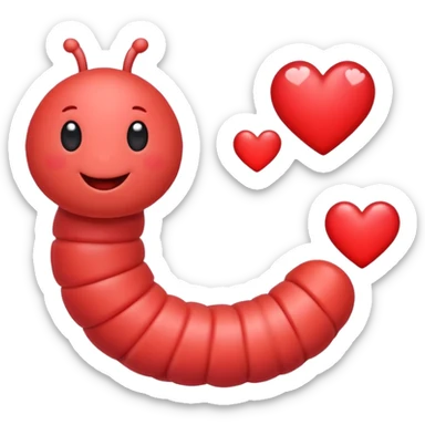 worm with hearts sticker