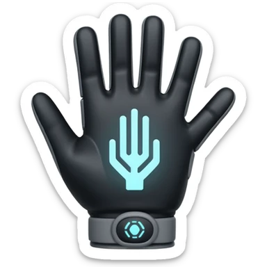 Minimal emoji of a futuristic nano-tech glove with subtle glowing lines, flat sci-fi wearable icon sticker