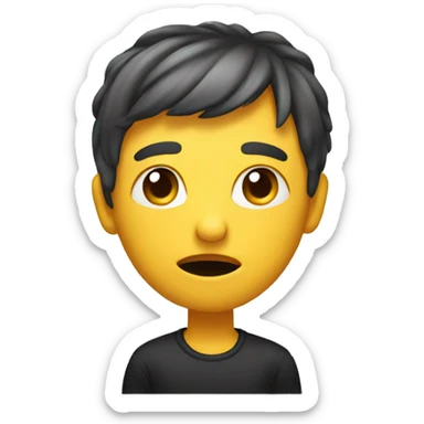 An emoji on its side looking at screen from the corner of their eye. sticker