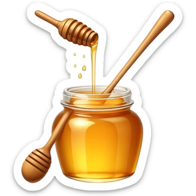 jar of golden honey with a dipper sticker