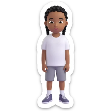 african american boy with a white tee and black braids sticker