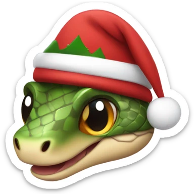 cute snake in a Christmas cap sticker