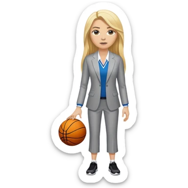 Full Body white female basketball head coach with long blonde hair in a suite sticker