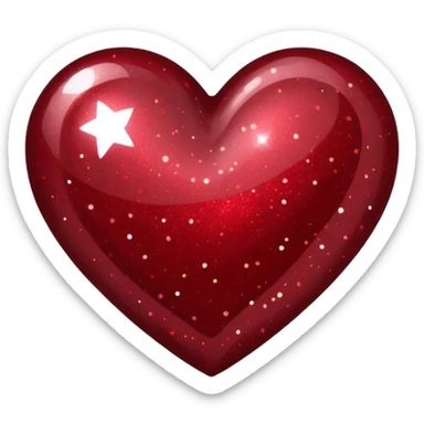 dark red sparkly heart with extra glitter sticker