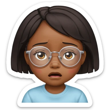 bllack baby girl crying with glasses sticker