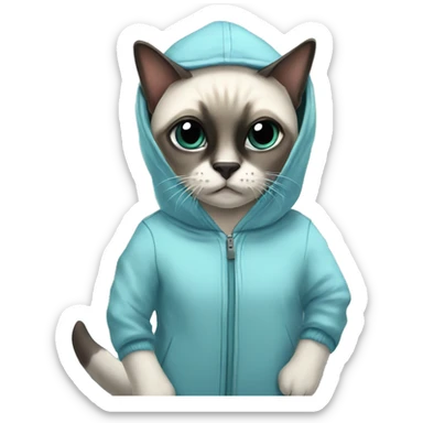 siamese cat in an shark onesie sticker