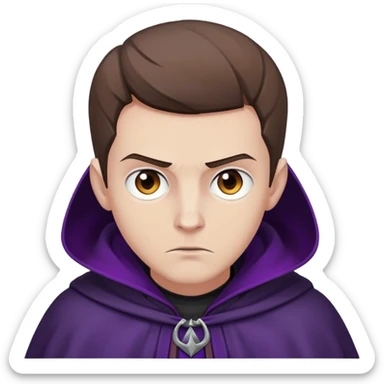Amycus Carrow in harry potter, a man thin, brown hair, crew cut hair, look evil, dark purple cloak sticker