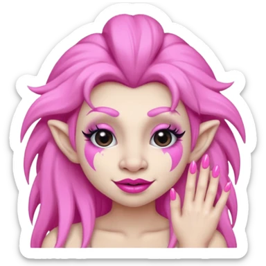 🧌 this but with pink lipstick and pink nails and eyelashes sticker