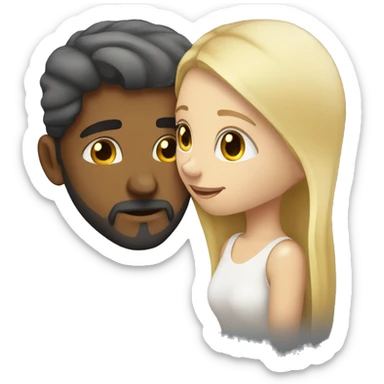 Indian man with beard kissing blonde white girl sticker