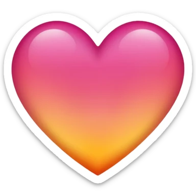 Dark pink to orange to yellow to orange to dark pink portrait gradient heart sticker